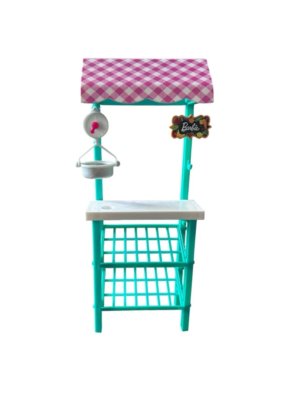 Barbie Farmers Market Stand Replacement Food Cart Gingham Canopy Mattel 2021