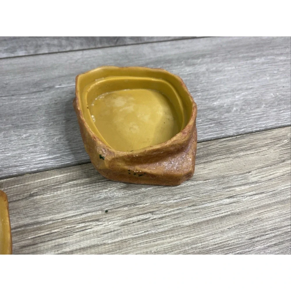 Natural Rock Style Reptile Hide and Water Dish Set Tan Brown Terrarium Decor