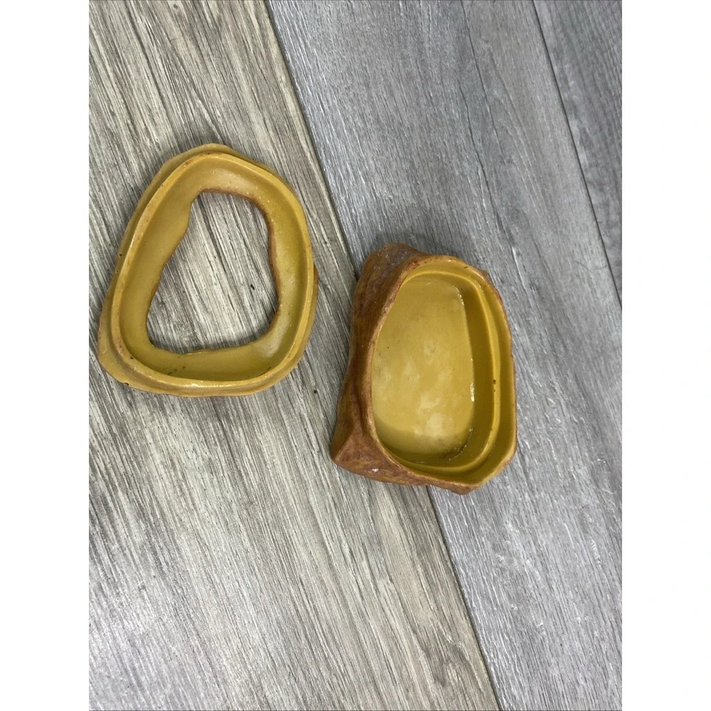 Natural Rock Style Reptile Hide and Water Dish Set Tan Brown Terrarium Decor