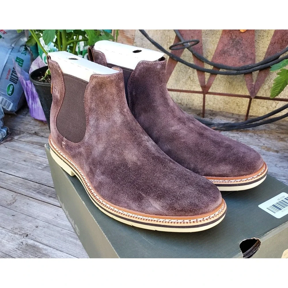 Timberland Boots Men's Size 10 Naples Trail Chelsea Brown‎ Suede Boots $130.00