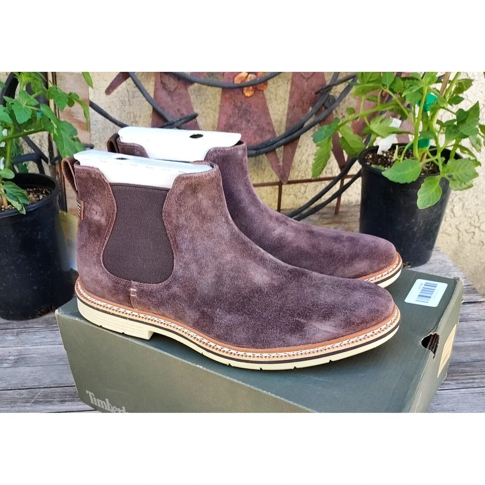 Timberland Boots Men's Size 10 Naples Trail Chelsea Brown‎ Suede Boots $130.00