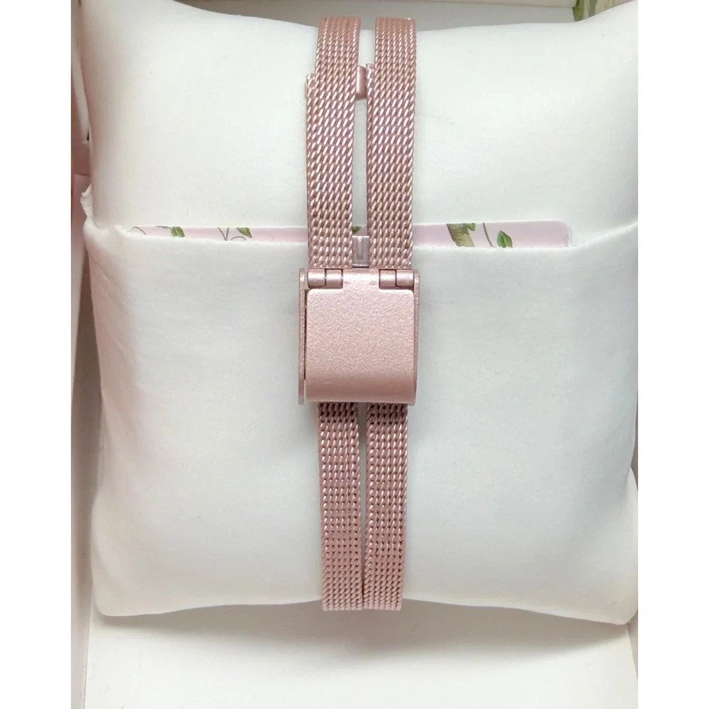 Laura Ashley Rose Gold Mesh Watch Split Band Pink Dial 1.5