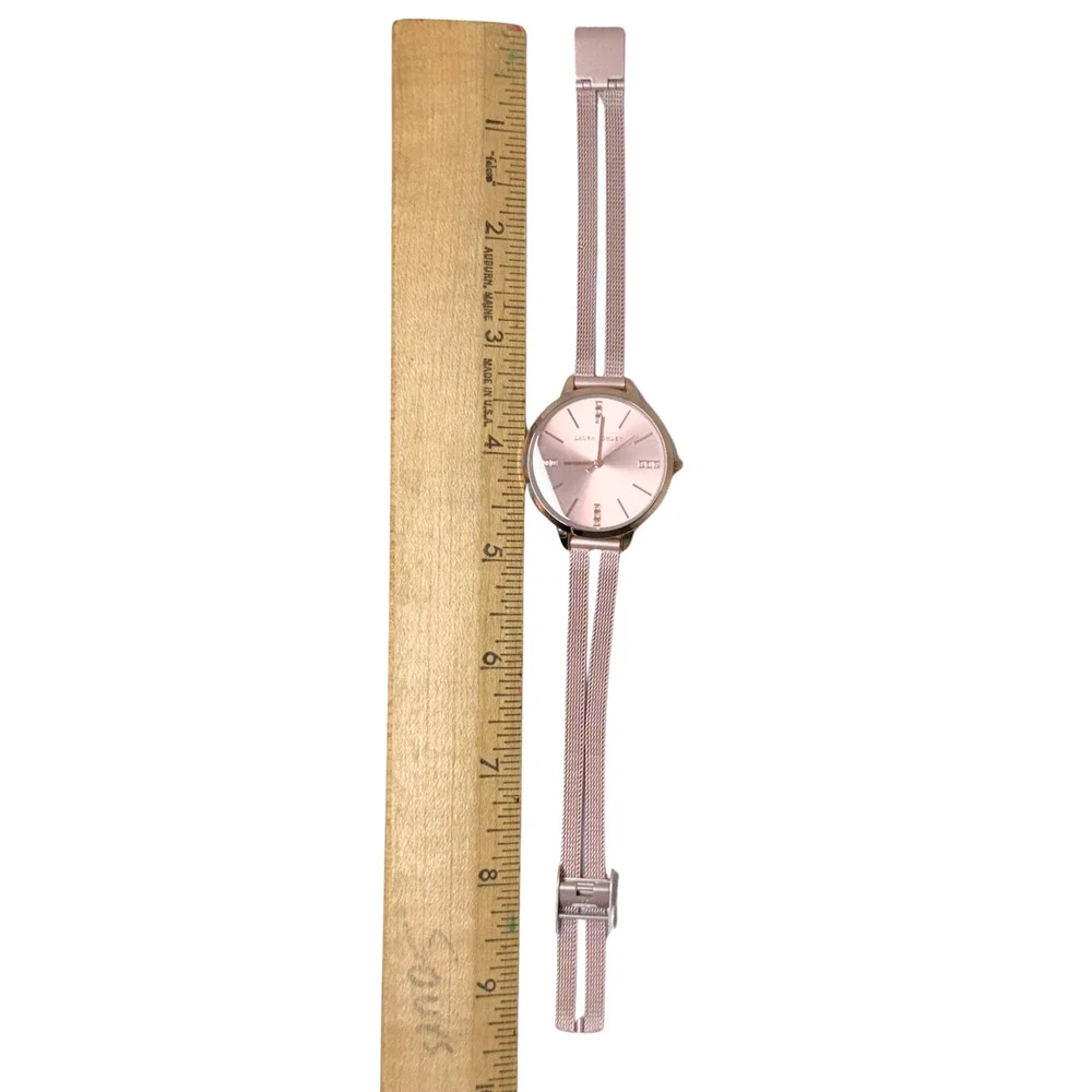 Laura Ashley Rose Gold Mesh Watch Split Band Pink Dial 1.5