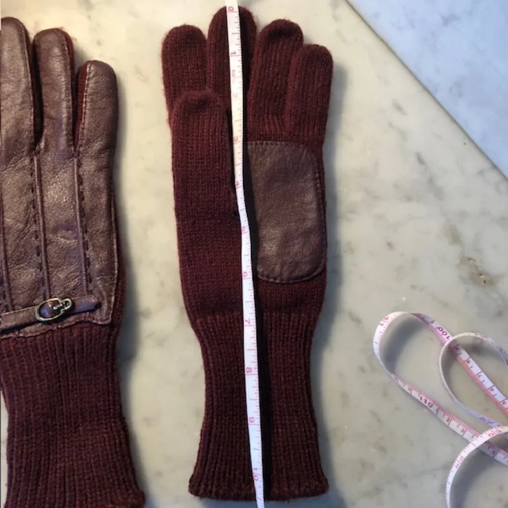 AIGNER Stretch Faux Leather Knit Gloves