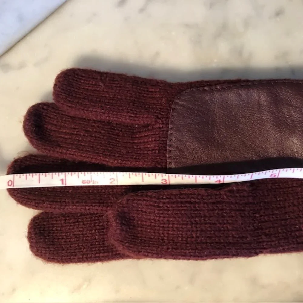 AIGNER Stretch Faux Leather Knit Gloves