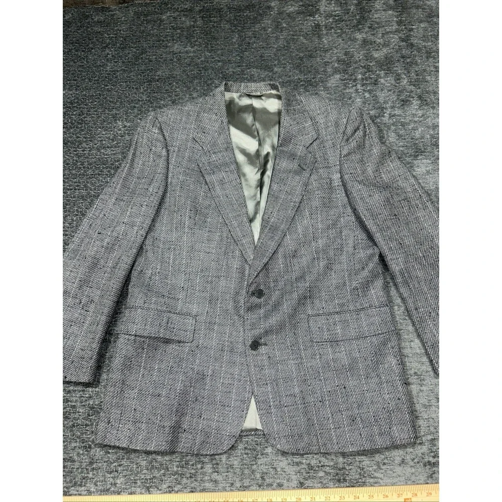 Vintage Christian Dior Monsieur Blazer Mens 44R Gray Silk Wool Tweed Sport Coat