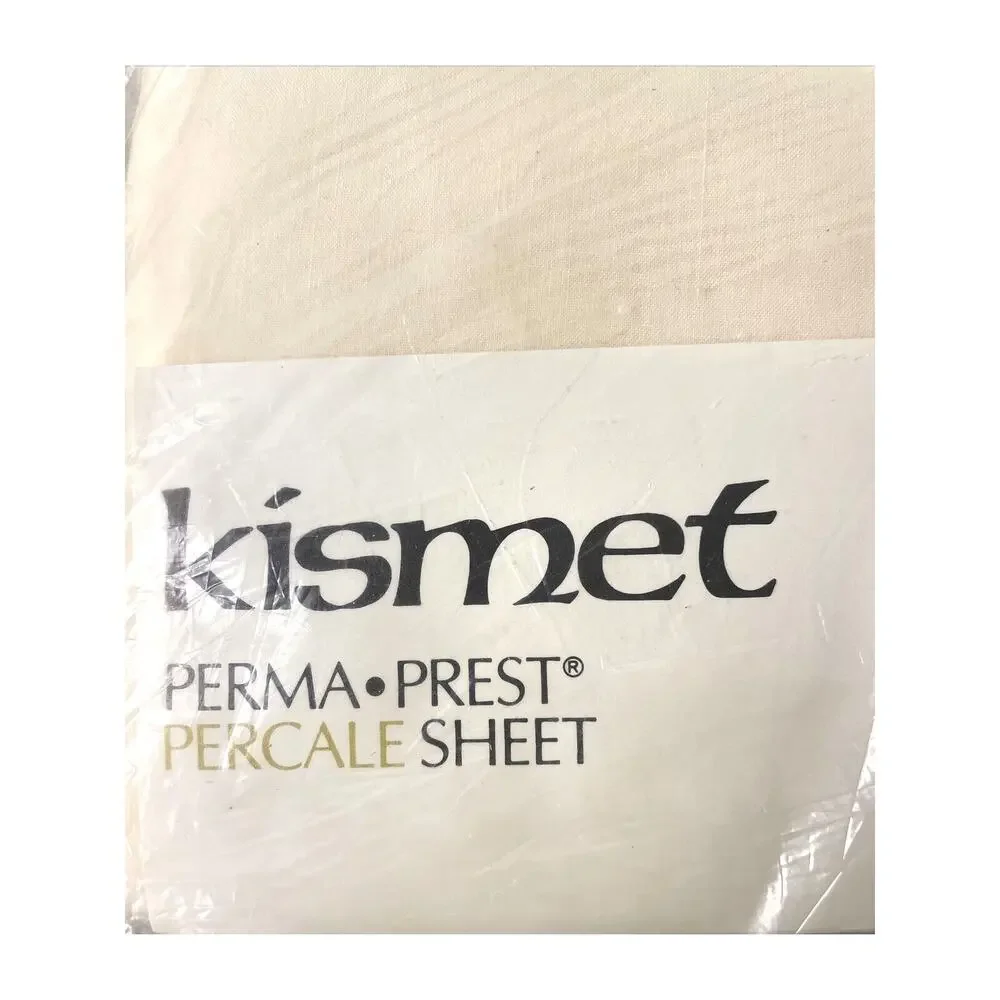 Vintage Sears Kismet Sheet Set – 2 Full Flat & Fitted NOS Beige Green Blue MCM