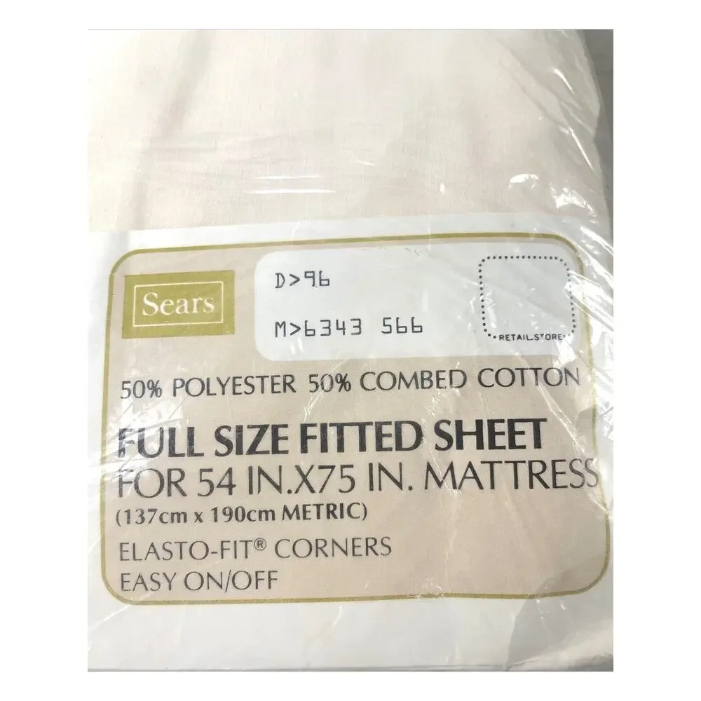 Vintage Sears Kismet Sheet Set – 2 Full Flat & Fitted NOS Beige Green Blue MCM
