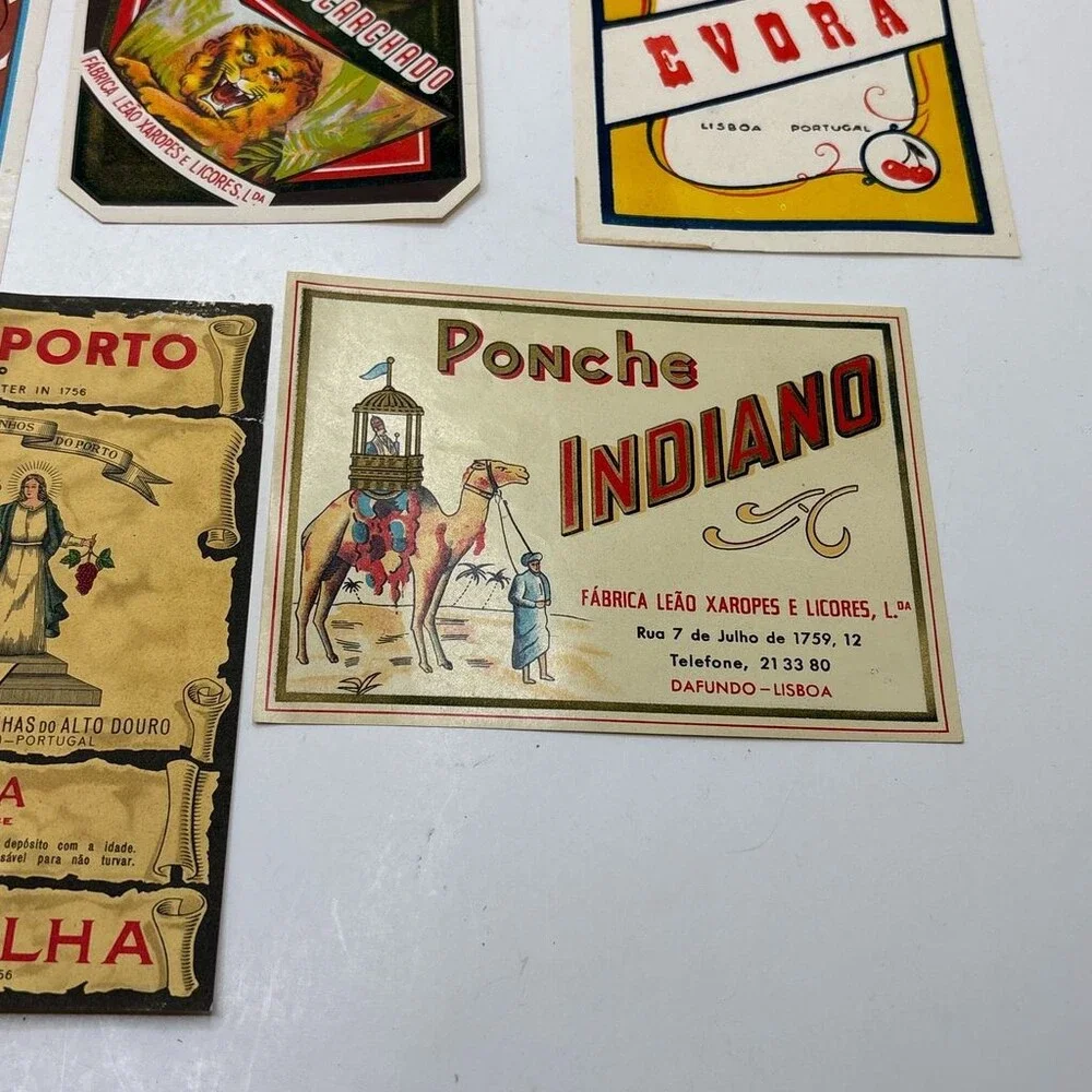 Vintage Portuguese Liquor Bottle Labels Abafado Moscatel Limão Oporto - Lot of 8