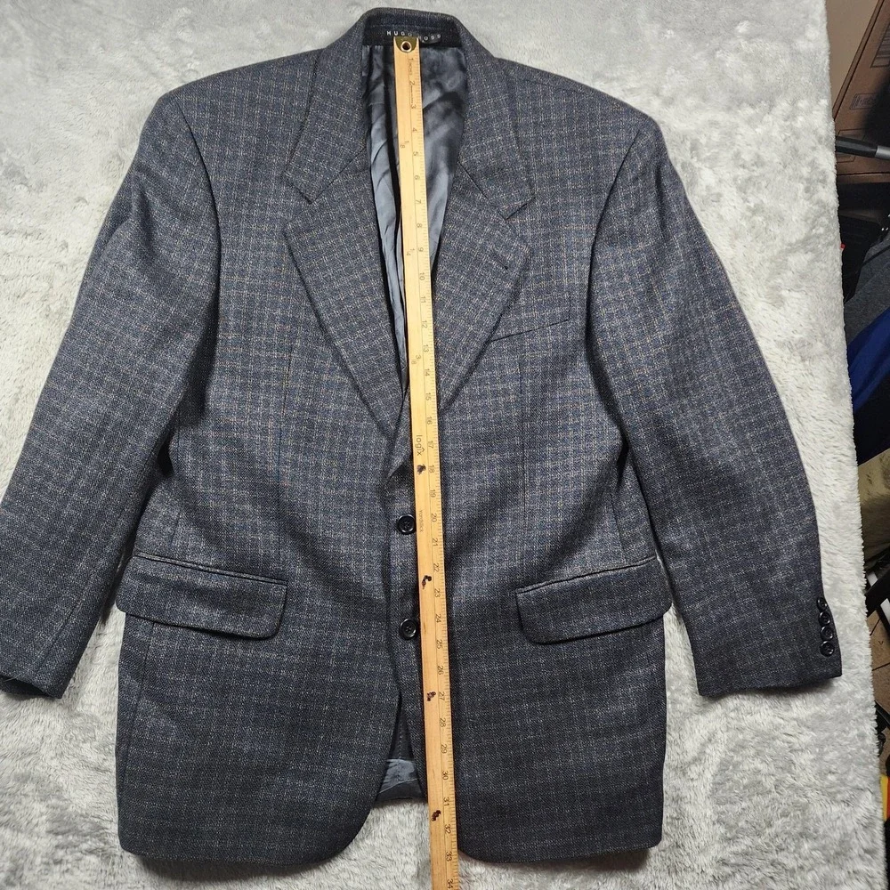 Hugo Boss Blazer Mens 42R Gray Check Tweed Cashmere Wool Sport Coat Jacket