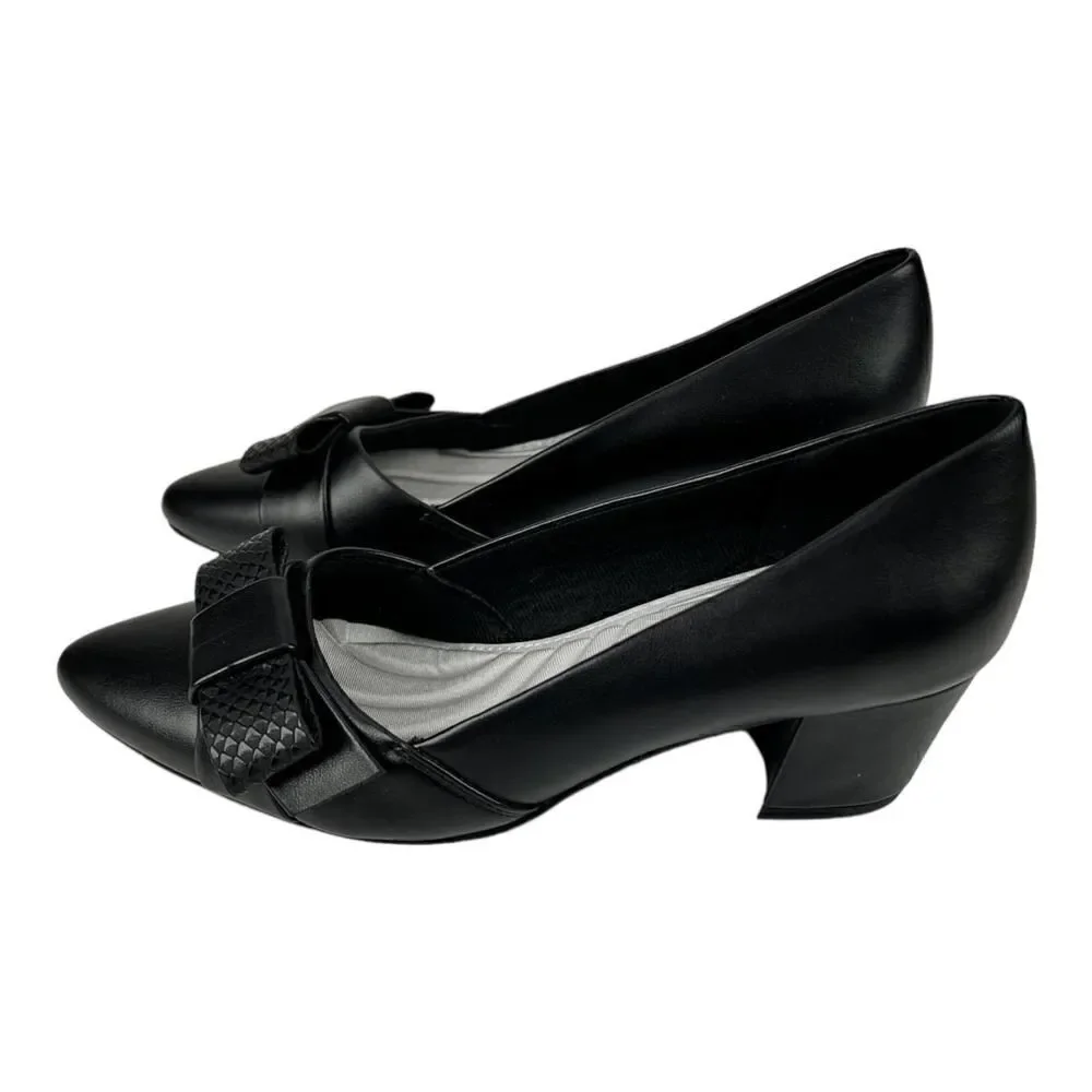 New Easy Street Women Black Shoes Pointed toe Slip-on Heels Pumps US 6.5
