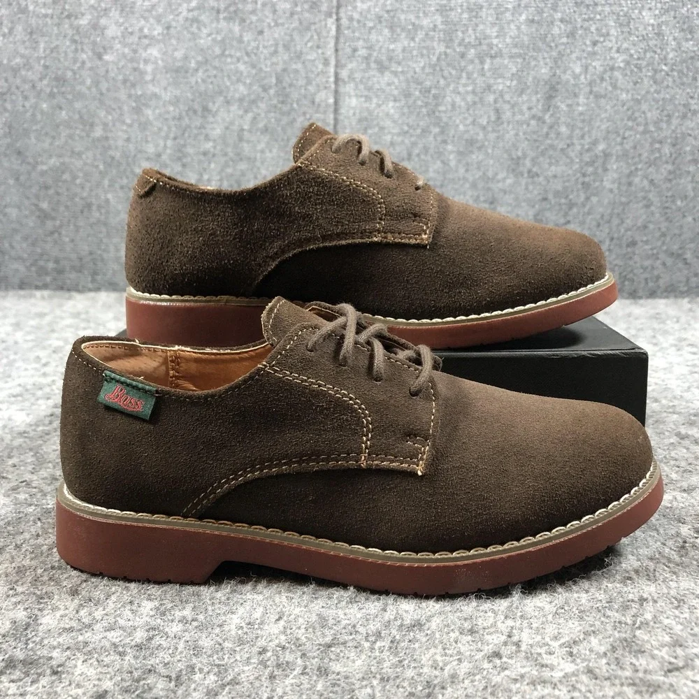GH Bass Boys 4 Brown Suede Derby Dress Shoes Junior 2 0402-6939-211