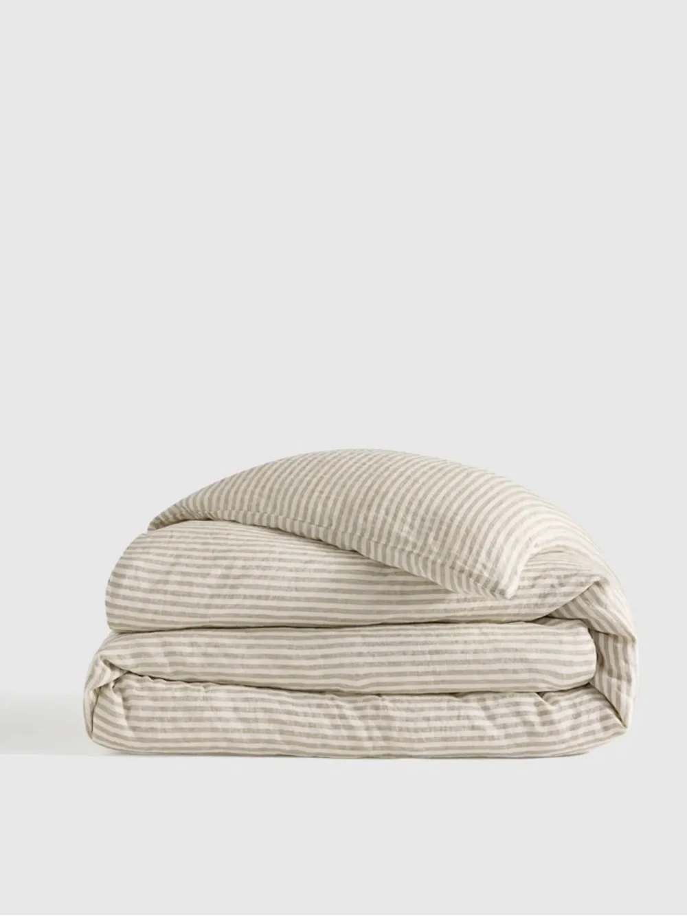 NWOT 100% European Linen Striped Duvet Cover - Beige & Cream - Retail $174