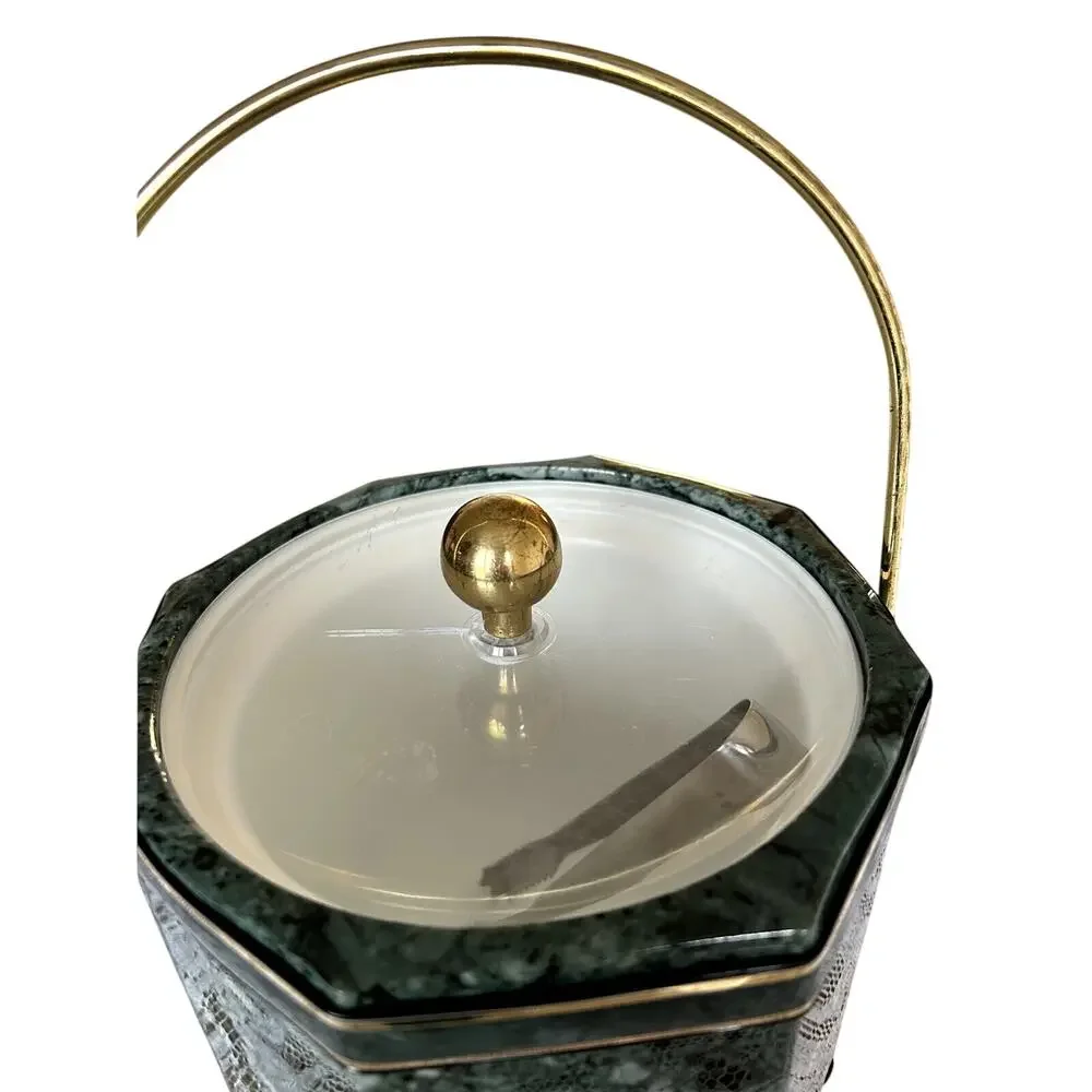 Vintage Kraftware Ice Bucket with Brass Topper and Handle