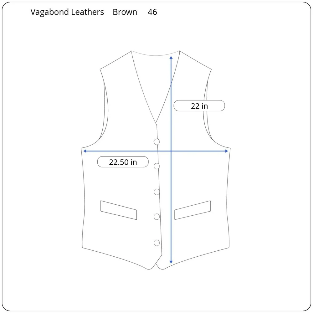 Vintage 1970s Vagabond New Hampshire Brown Leather Western Vest Sz 46 Distressed