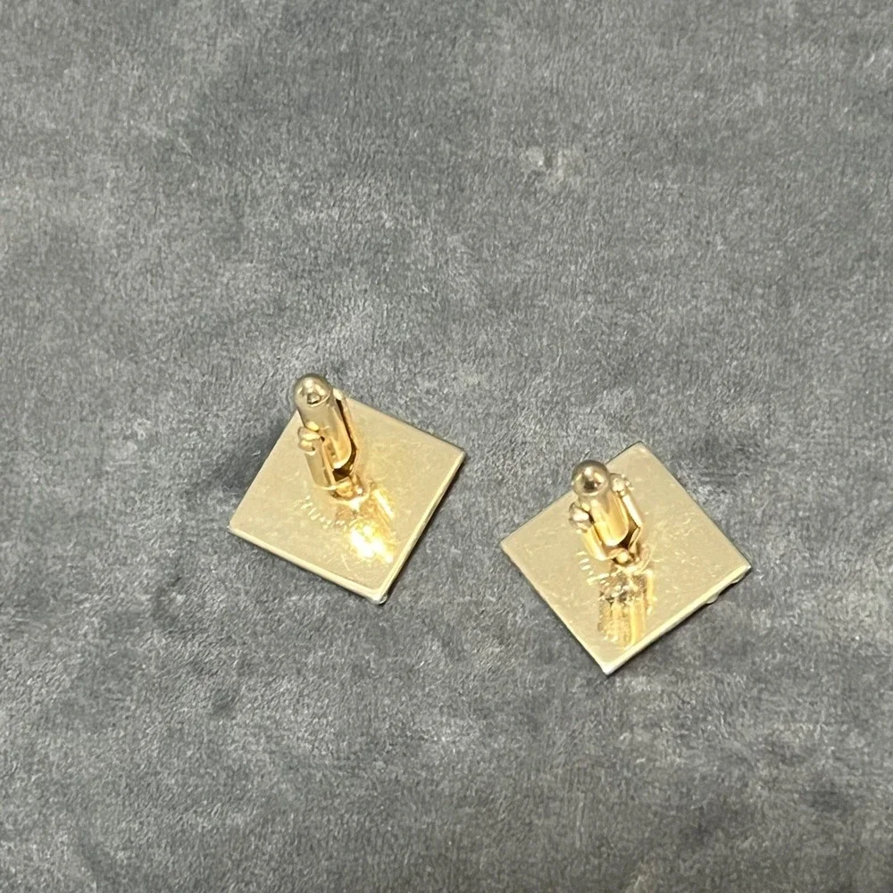 Vintage Swank Gold Tone Square‎ Cufflinks Scroll Design Detail Mid Century