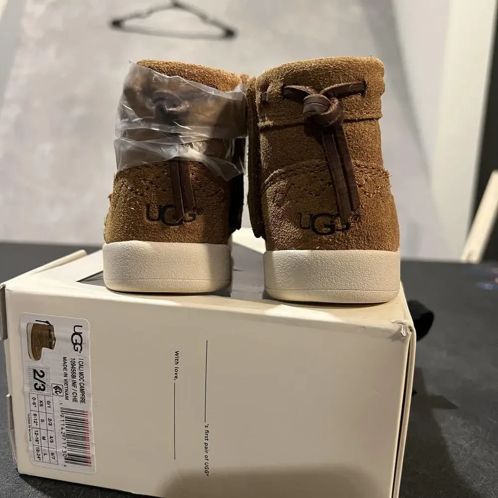 UGG Boots Infant Size 2/3 Campfire Brown Cali Moc Suede Moccasin Booties New