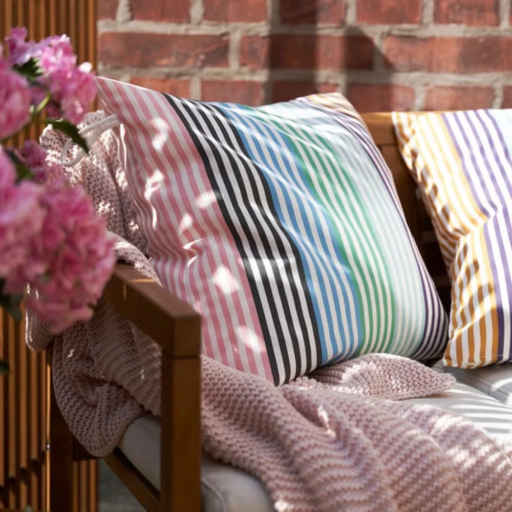 2 Colorful Striped Decorative Pillow Covers