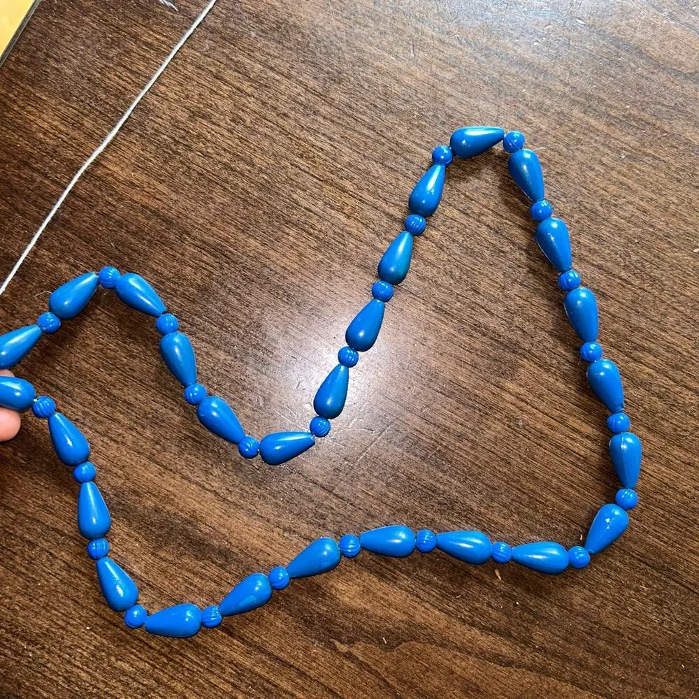 Vintage blue beaded garland Christmas tree decoration 50ft+