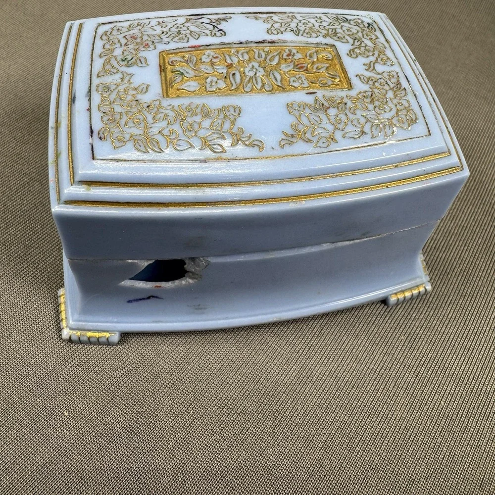 vintage blue celluloid wedding Ring Presentation Box