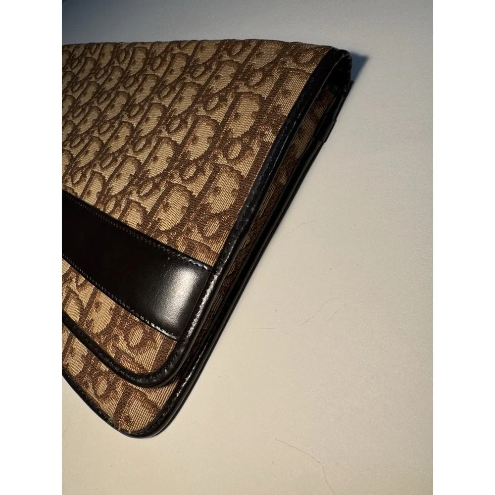 Vintage Dior Trotter Clutch Bag Bordeaux Authentic Used