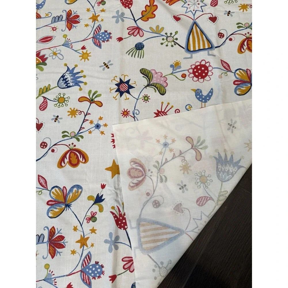 IKEA Alfhild Fagel Cotton Fabric Folk Art  Bird Floral Rare 59x81
