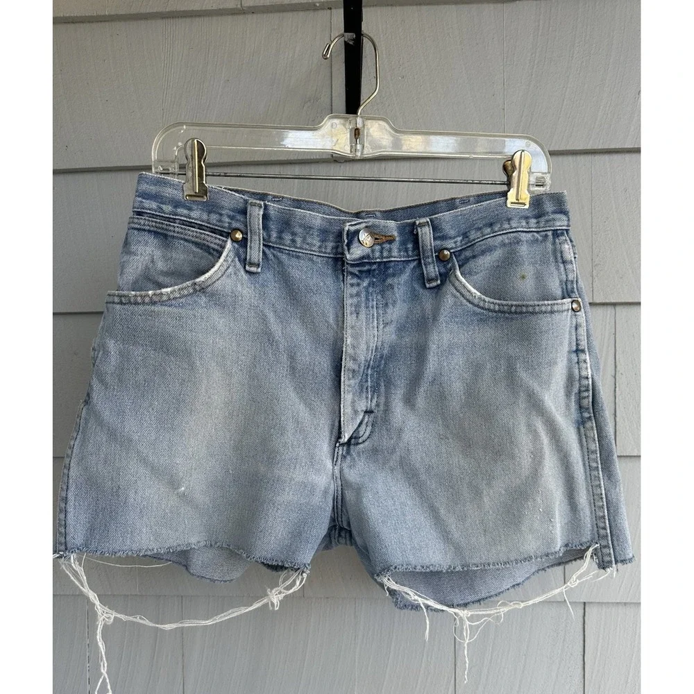 Y2K Wrangler Cutoff Denim Shorts 30W (Men's 32 / Womens 6–8) Slim Fit Light Wash