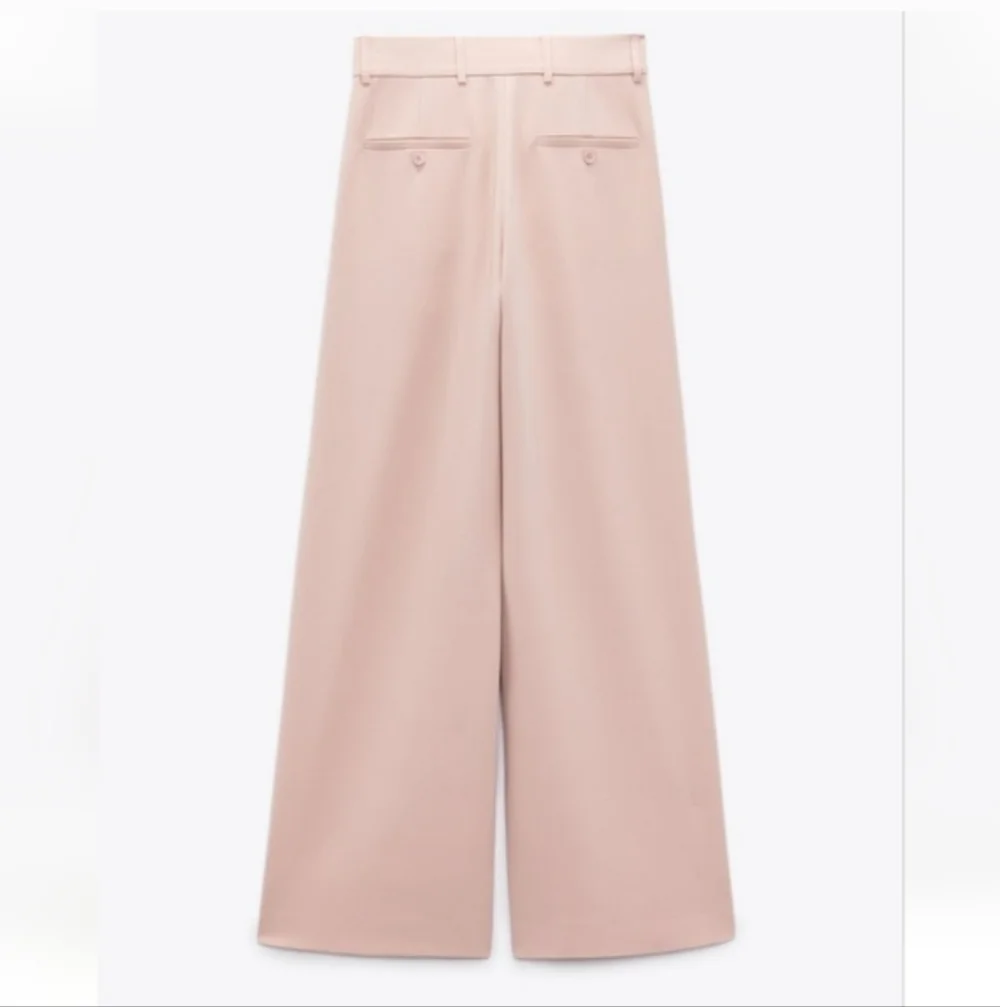 Zara 2 Pc Set Wide Leg Pants & Bustier Corset Top Beige Pink Size S