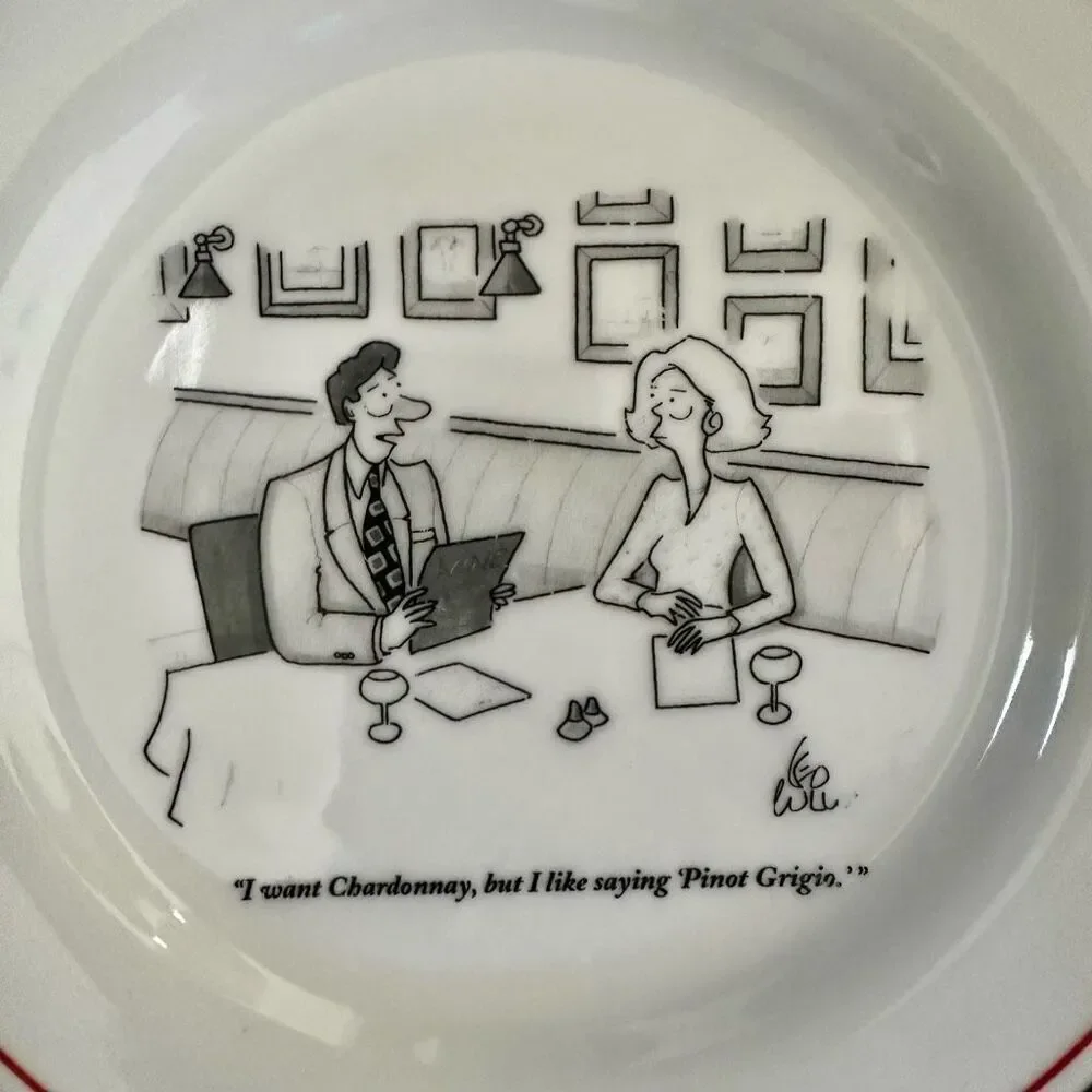 Vintage Restoration Hardware New Yorker Cartoons 8 Dessert Plates