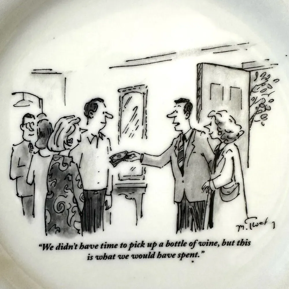 Vintage Restoration Hardware New Yorker Cartoons 8 Dessert Plates