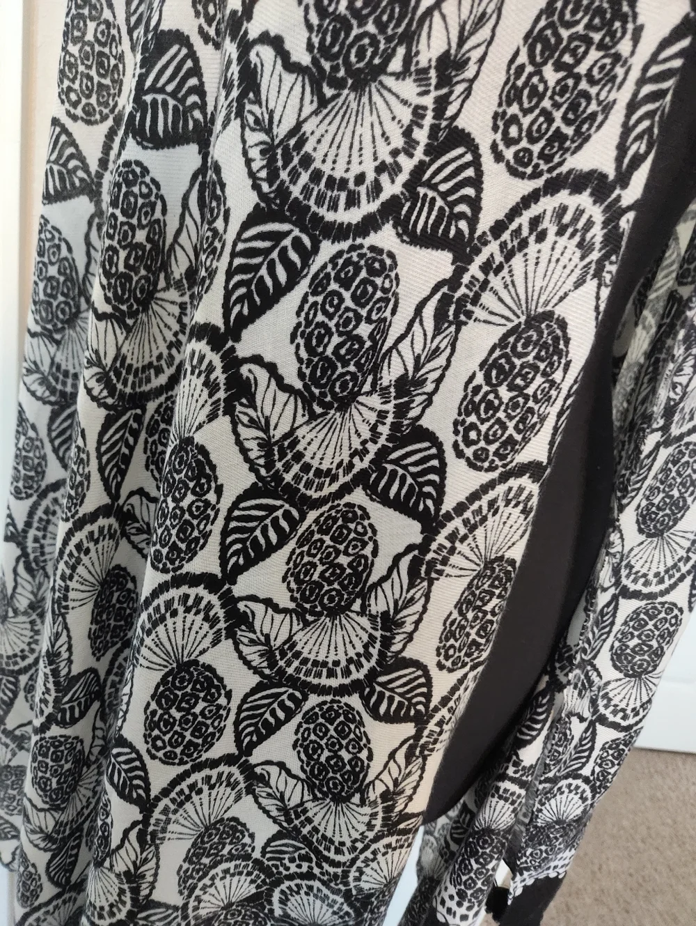 Lilly Pulitzer Black and White Floral Tassel Wrap Scarf