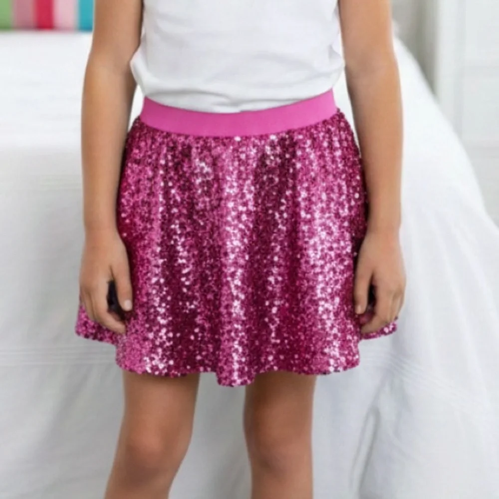 JUSTICE Girls Pink Sequin Sparkly Skort