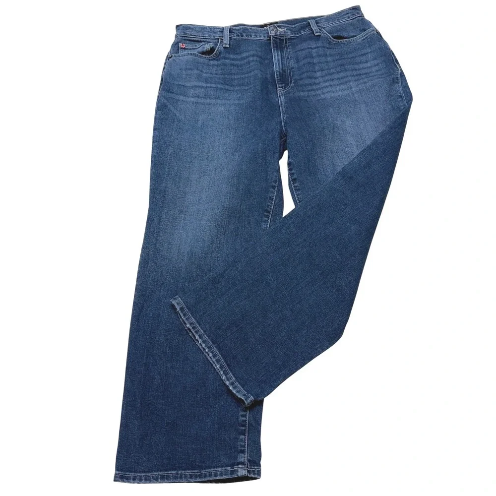 Hudson Noa Midrise Straight Crop Jeans Womens 33 Blue Denim‎ Medium Wash