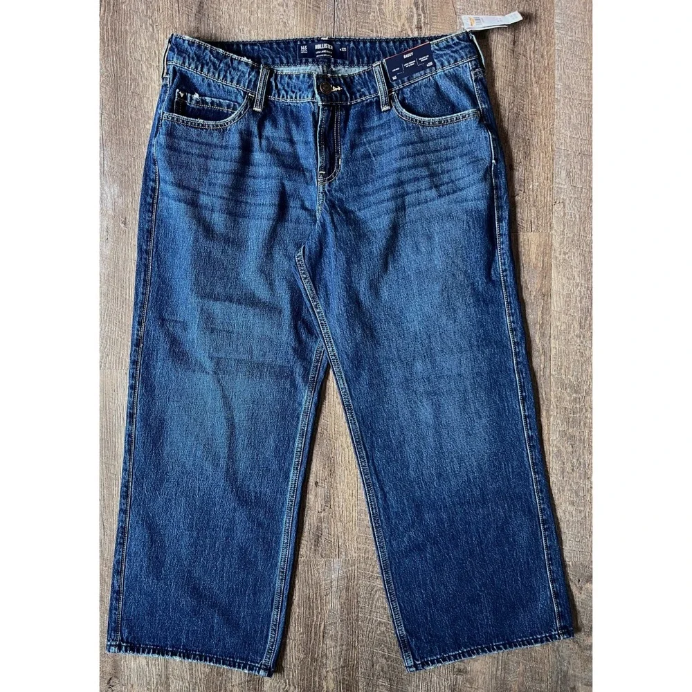 Hollister medium wash Low rise baggy jeans‎ size 14S NWT