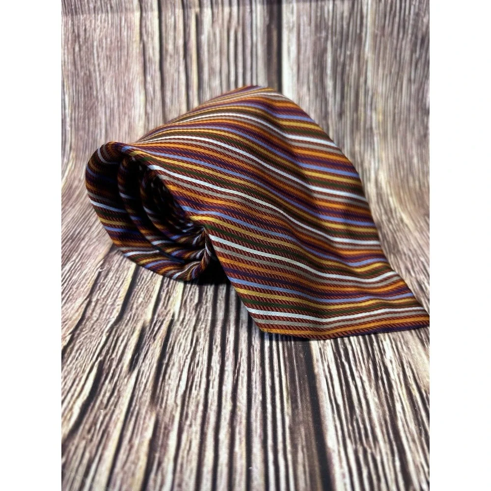 Brooks Brothers Stain Resistant Red Multicolor Striped Tie Mens 62