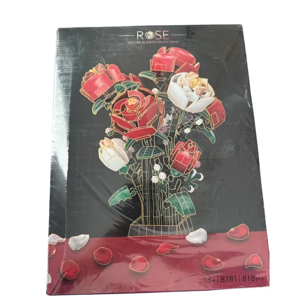 DIY Rose Bouquet Unique Building Block Kit‎ 3D Floral Model Home Decor Gift Set
