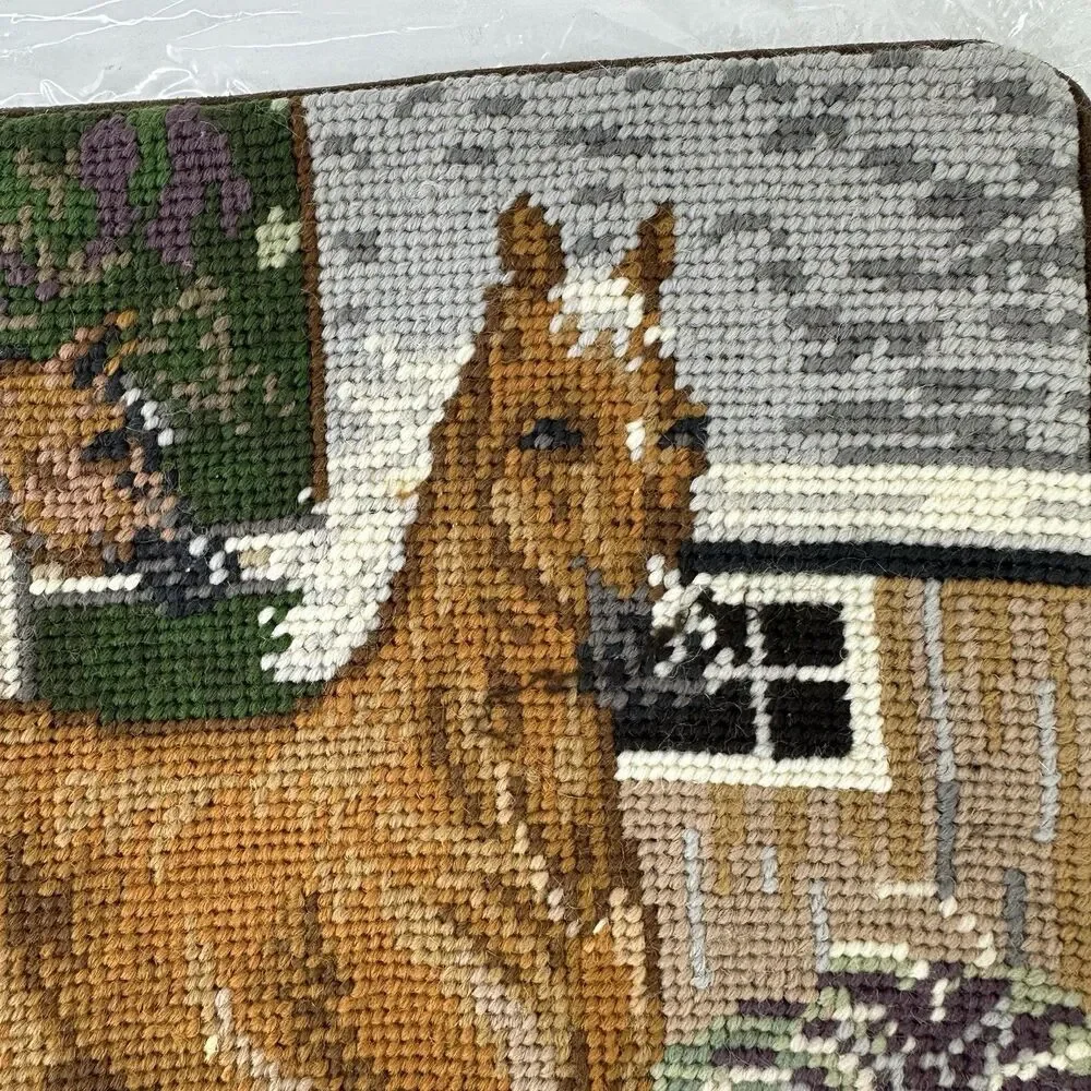 Horse Handcrafted Needlepoint By Union Trading Company Couch Pillow Case 16x11