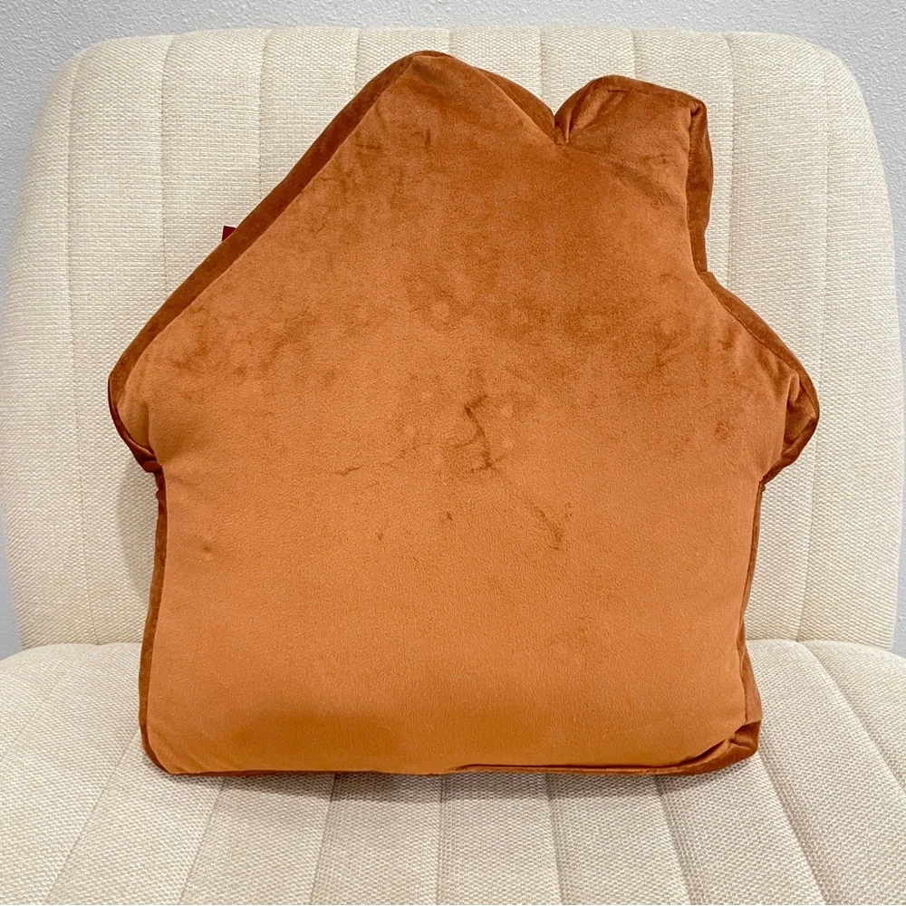 NEW Gingerbread House Christmas Decorative Pillow 16x16 Holiday Plush Pom Pom