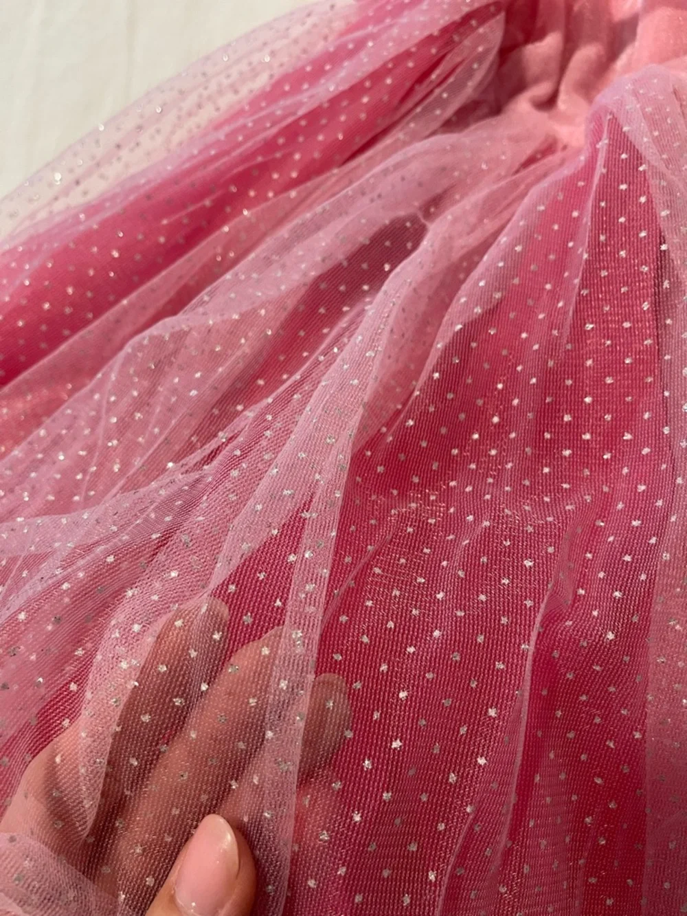 Expressions Hot Pink and Light Pink Sparkle Tulle Dance Dress with Floral Trim