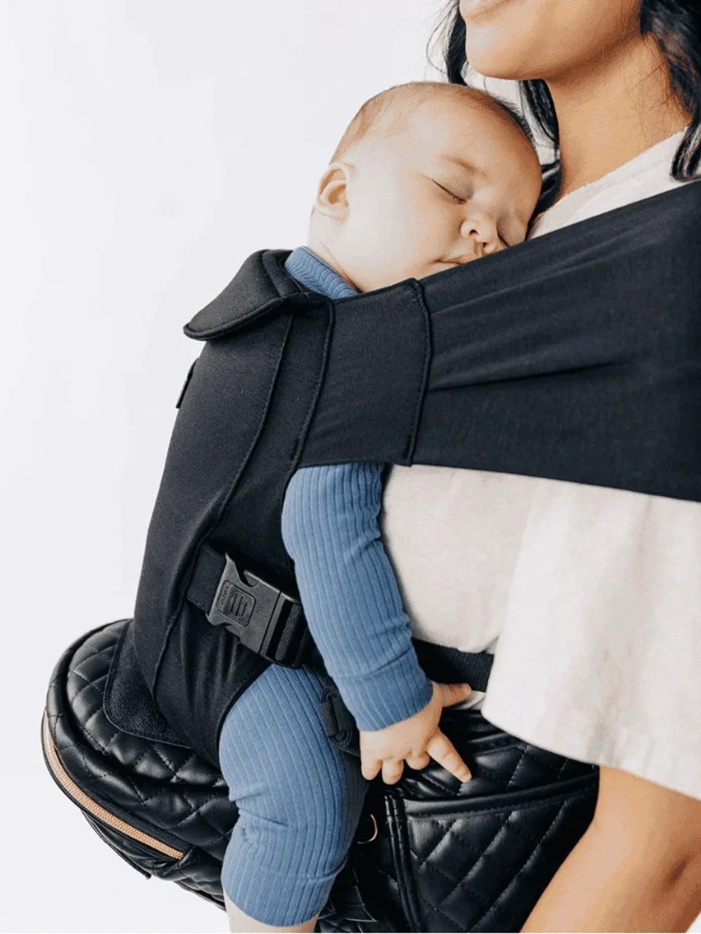 Tushbaby Quilted Black and Gold baby hip carrier