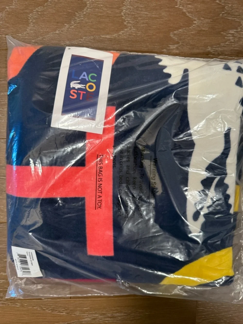 Lacoste Navy Cotton with Pink and Yellow Colorblock Accents 36x72 high quality