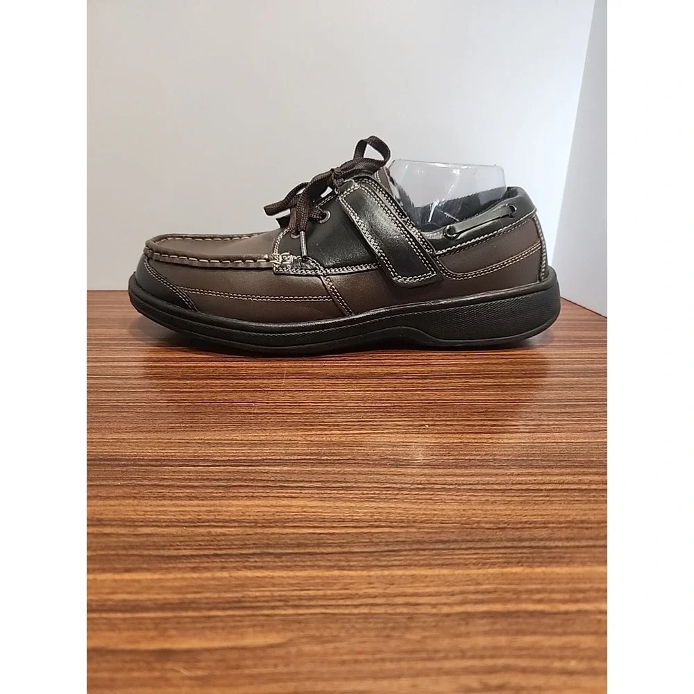 Orthofeet 422 Baton Rouge Shoes Men 9.5 2E Wide‎ Brown Black Leather Boat Loafer