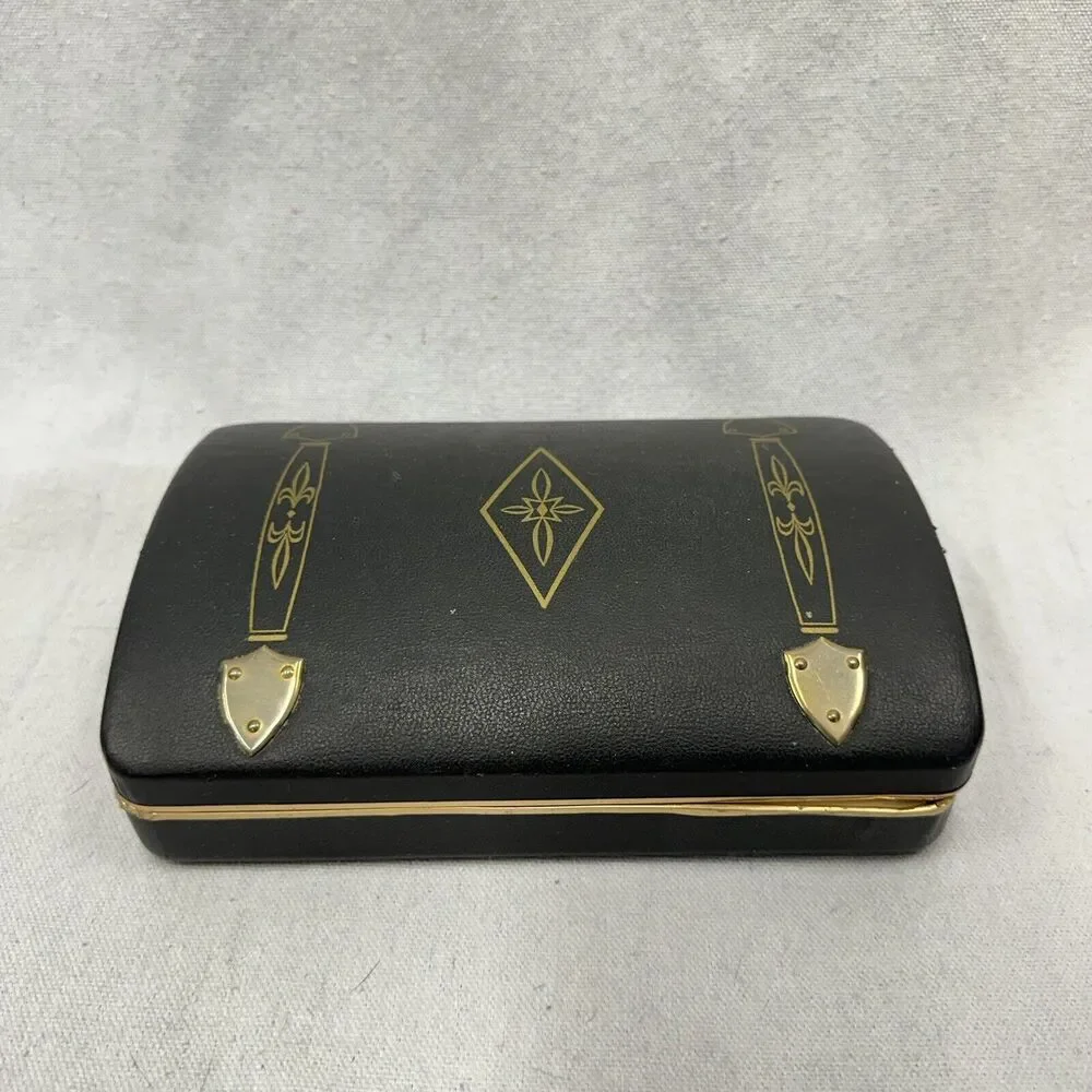 Vintage Shields Men's Accessory Jewelry Case‎ Organizer Faux Leather Red Velvet