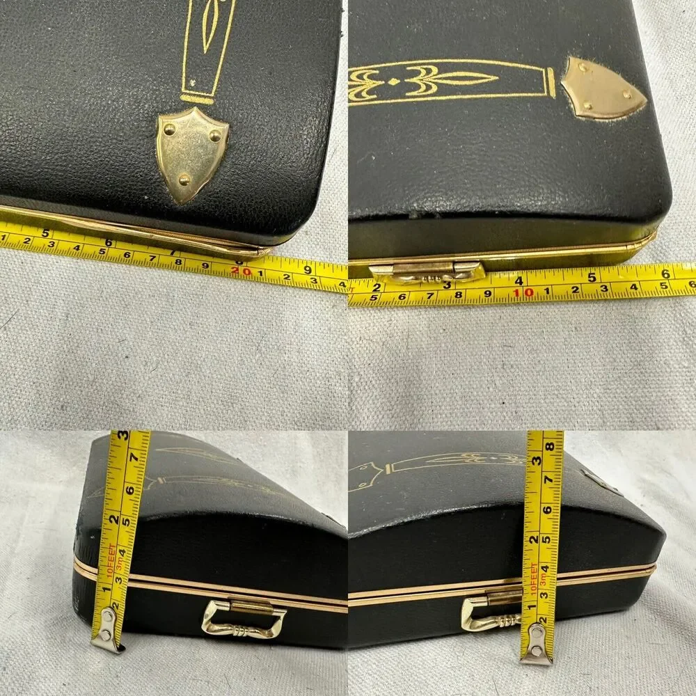 Vintage Shields Men's Accessory Jewelry Case‎ Organizer Faux Leather Red Velvet