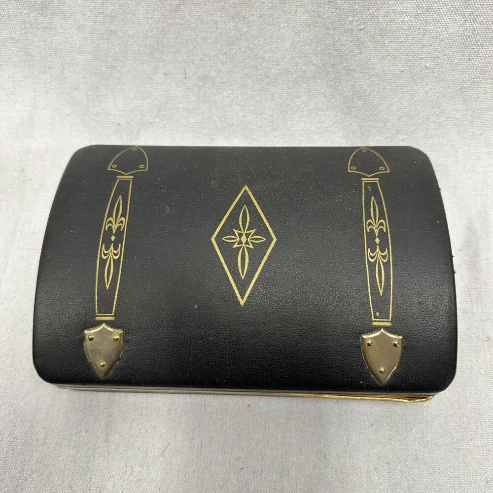 Vintage Shields Men's Accessory Jewelry Case‎ Organizer Faux Leather Red Velvet