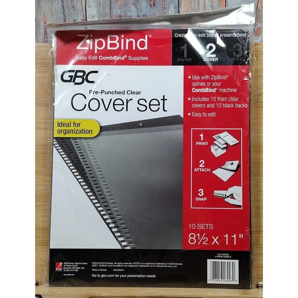 GBC‎ ZipBind Pre-Punched Clear Cover Set for Binding