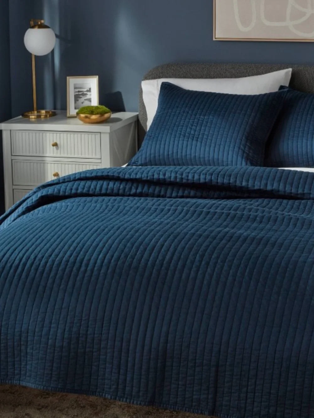 THRESHOLD NWT Washed Cotton Sateen Quilt -Dark Navy -full/queen
