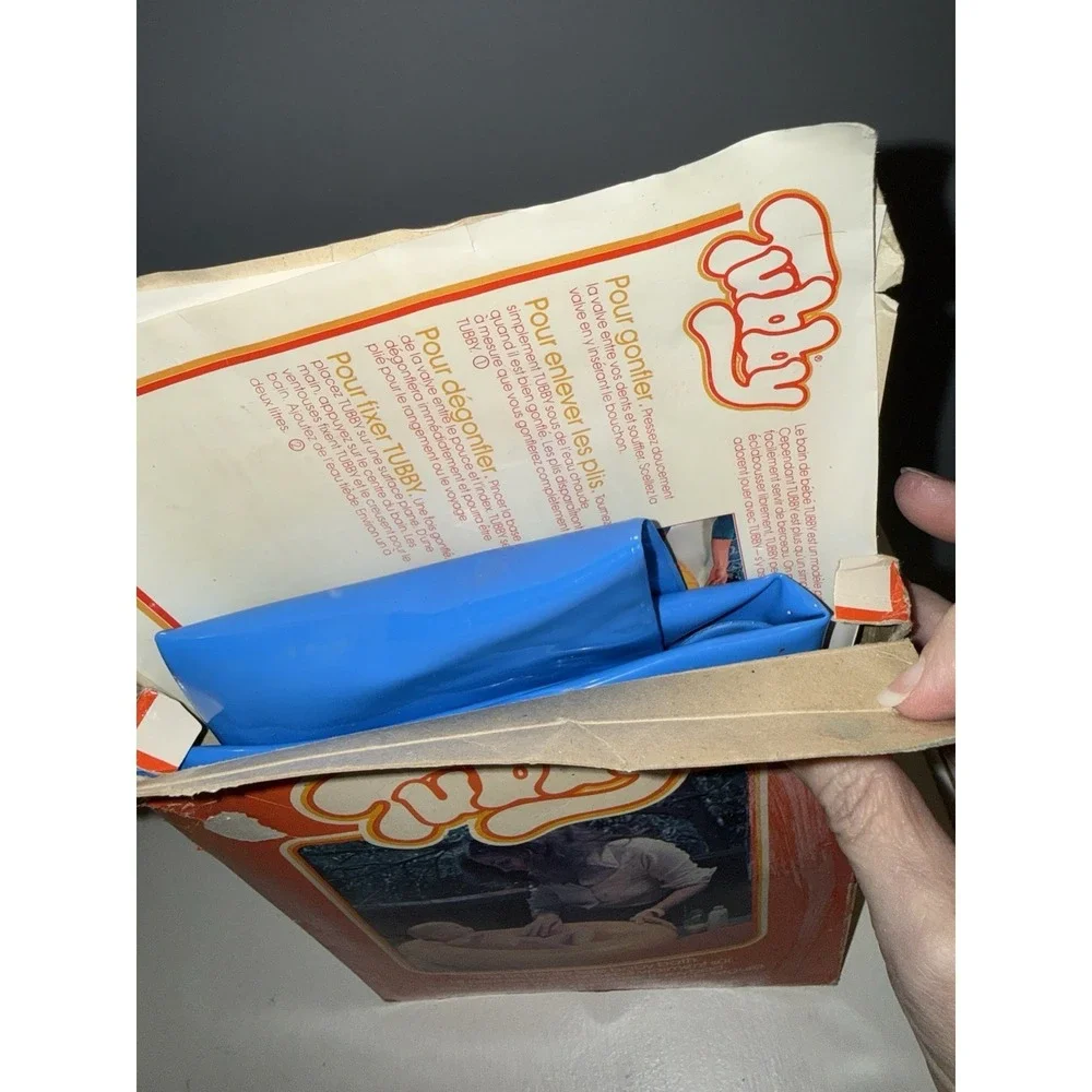 Vintage Tubby Inflatable Baby Bath NOS New Open Original Box 70s 80s BLUE