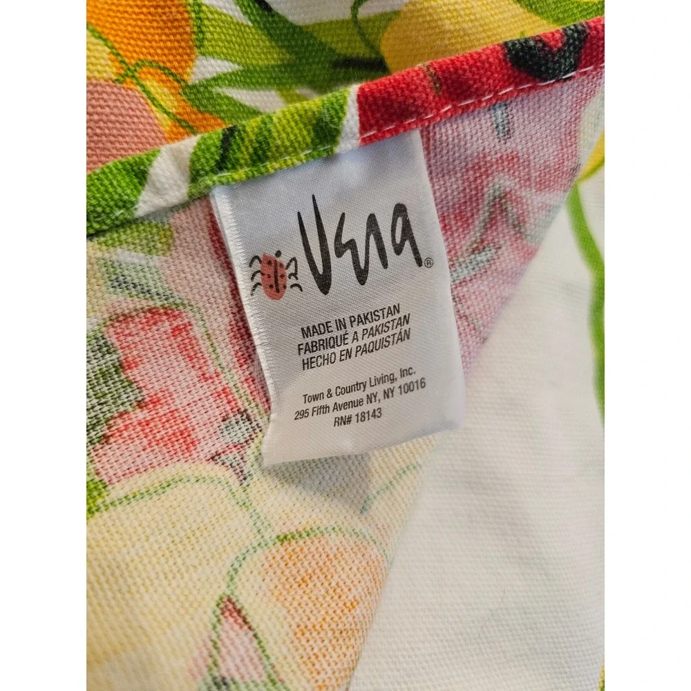 Vintage Vera Linen Tablecloth Floral Daffodil Tulip Print Rectangle 58x96‎