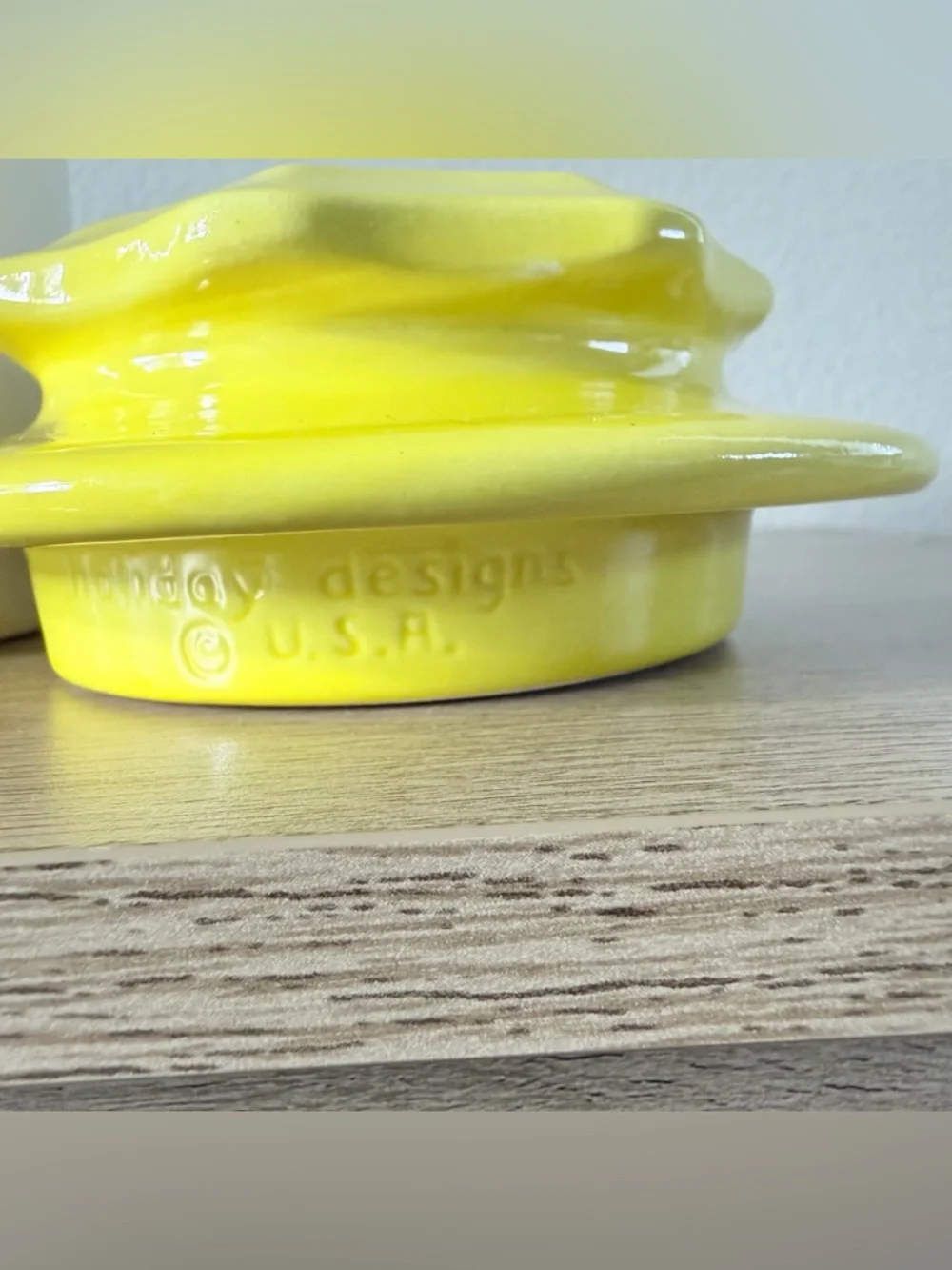 Vintage Holiday Designs Yellow Flowers CeramicGlazed Canister Yellow Lid Retro